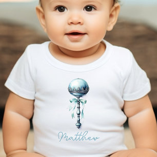 Elegant Blue Baby Rattle Boy Shower T Shirt