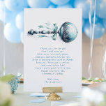 Elegant Blue Baby Rattle Boy Shower Tack Kort<br><div class="desc">Ett hjärtligt tack med den här eleganten babyduschen tack vare ditt kort, med en charmerande blå rattillustration och mjuk, känslig information om band. Ur baby perspektiv tillför den söta dikt en personlig beröring, perfekt för att visa uppskattning för de kära för deras tänkvärda gåvor och väl önskemål. Anpassa den med...</div>