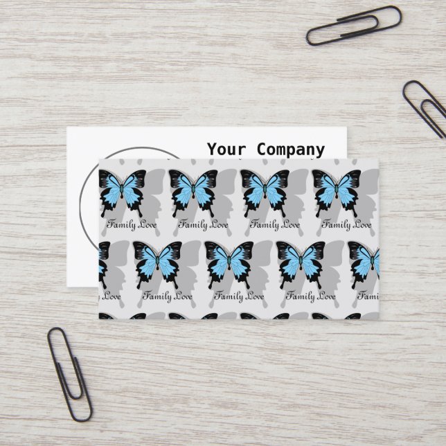 Elegant Blue Backfoot Shadow Monogram Visitkort (Fram/Back In Situ)