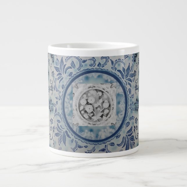 Elegant Blue Batik Specialty Mugg Jumbo Mugg (Framsidan)