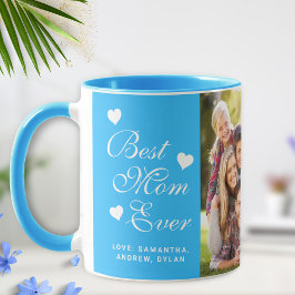 Elegant Blue Best Mamma någonsin Photo Mugg