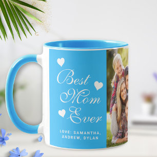 Elegant Blue Best Mamma någonsin Photo Mugg