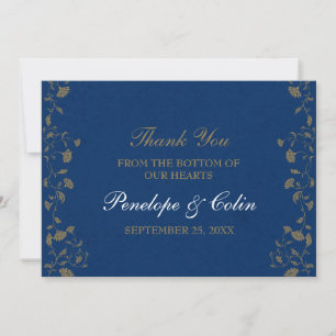 Elegant Blue Bibliotek Bok Cover Bröllop Tack Kort