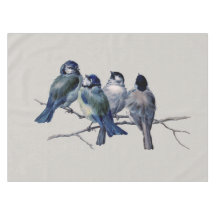 Elegant Blue Birds på Gren