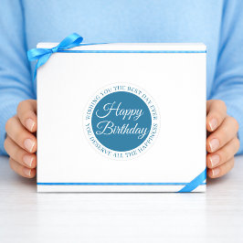 Elegant Blue Birthday Sticker Runt Klistermärke