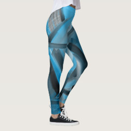 Elegant Blue Black Abstrakt Art Modern former Leggings