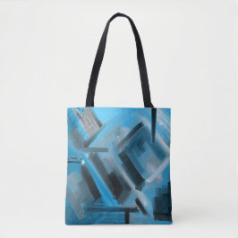 Elegant Blue Black Grått Abstrakt Art Tygkasse