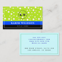 Elegant Blue Black Grönt Monogram Initial