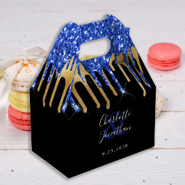 Elegant Blue Black Guld Glitter Drivers Bröllop Presentaskar