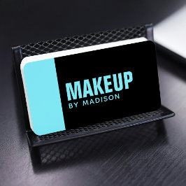 Elegant Blue Black Modern Chic Makeup Artist Visitkort