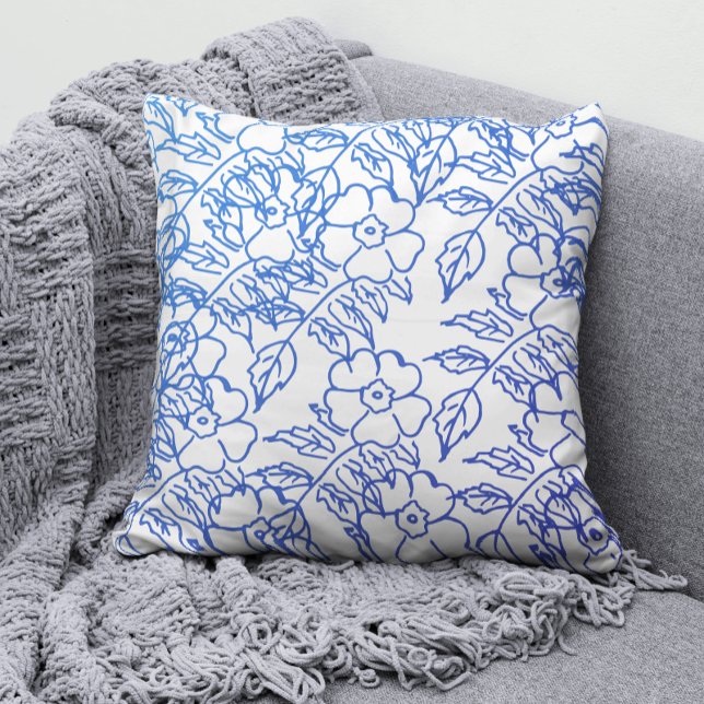 Elegant BLue-Blommarnas Blommigt skriver ut mönste Kudde (Skapare uppladdad)
