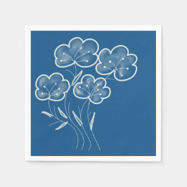 Elegant Blue Blommigt Art Pappersservett