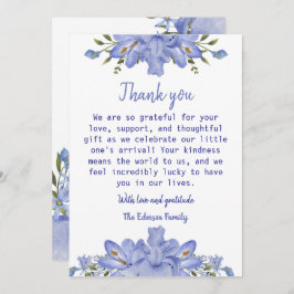 Elegant Blue Blommigt Baby Shower - tack för ditt Julkort