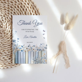 Elegant Blue Blommigt Baby Shower - tack för ditt Kort