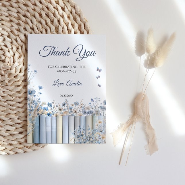 Elegant Blue Blommigt Baby Shower - tack för ditt  Kort (Skapare uppladdad)
