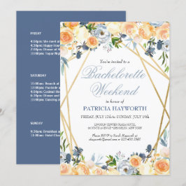 Elegant Blue Blommigt Bachelorette Helg Itinerary Inbjudningar
