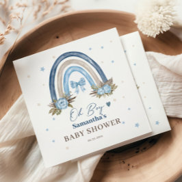 Elegant Blue Blommigt Beige Boho Rainbow Pappersservett