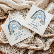 Elegant Blue Blommigt Beige Boho Rainbow