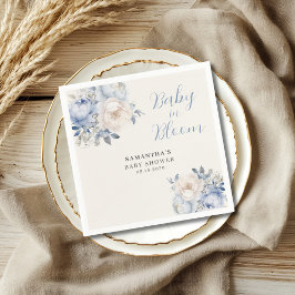 Elegant Blue Blommigt Boy Baby in Bloom Shower Pappersservett