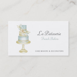 Elegant Blue Blommigt Bröllop Cake Makers Bakery Visitkort