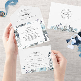 Elegant Blue Blommigt Bröllop med högpresterande O