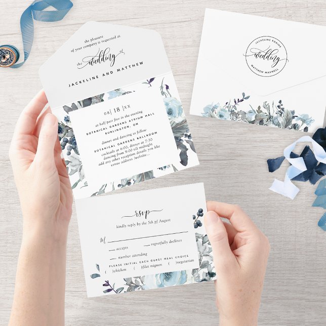 Elegant Blue Blommigt Bröllop med högpresterande O (Skapare uppladdad)