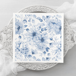 Elegant Blue Blommigt Bröllop Napkin Pappersservett