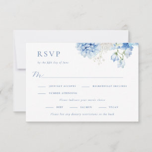 Elegant Blue Blommigt Bröllop OSA Kort
