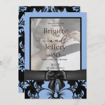 Elegant blue blommigt bröllop spara datum