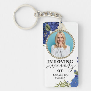Elegant Blue Blommigt Firande i livets gåva Nyckelring