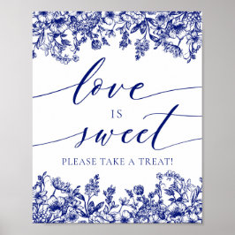 Elegant Blue Blommigt Kärlek är Sweet Treat Favor  Poster
