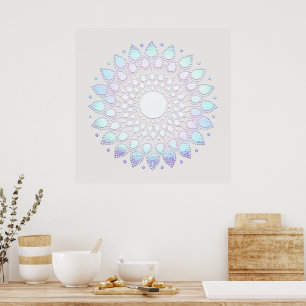 Elegant Blue Blommigt Lotus Mandala Poster