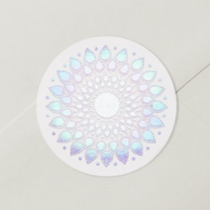 Elegant Blue Blommigt Lotus Mandala Runt Klistermärke