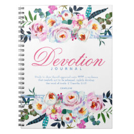 Elegant Blue Blommigt med namnet Devotion Journal Anteckningsbok