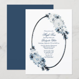 Elegant Blue Blommigt Möhippa High Tea Inbjudningar