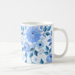 Elegant Blue Blommigt Mugg