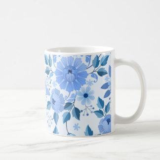 Elegant Blue Blommigt Mugg