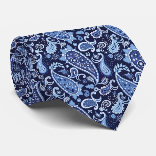 Elegant Blue Blommigt Paisley Slips (Rullad)