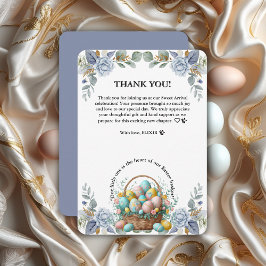 Elegant Blue Blommigt Påskägg Basket Tack Kort