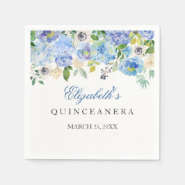 Elegant Blue Blommigt Quinceanera Napkin Pappersservett
