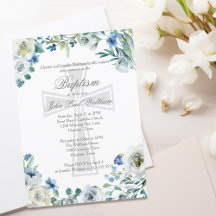 Elegant Blue Blommigt Religiösa Kor Baptism