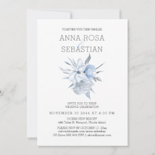 *~* Elegant Blue Blommigt Ro AR15 BRÖLLOP OSA + Inbjudningar