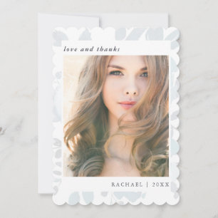 Elegant Blue Blommigt Studenten Photo Tack Kort