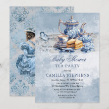 Elegant Blue Blommigt Tea Set Baby Shower Tea