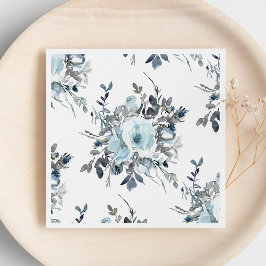 Elegant Blue Blommigt Watercolor Bröllop Pappersservett