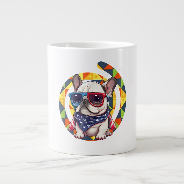 Elegant Blue Blommönster Ceramic Jumbo Mugg (Framsidan)