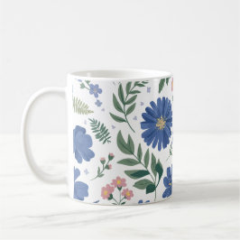 Elegant Blue-Blommönster med färsk grekiska Kaffemugg