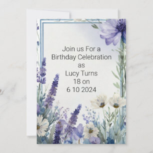 Elegant Blue Blooms Birthday Spara Datumet