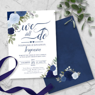 Elegant Blue Boho Ro vi fortfarande gör Vow Renewa Inbjudningar
