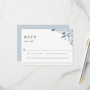 Elegant Blue Botanical Bröllop Food Allergy OSA Kort